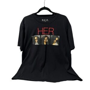 H.E.R. 2XL Black Concert Tour Tee Sold‎ Out Dates Graphic T-Shirt